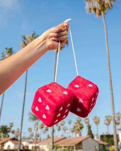 Pair of Retro Square Mirror Hanging Couple Fuzzy Plush Dice with Dots for Car Decoration (Pink) Car Manifestation, Y2k Apartment, Heart Dice, Crimson Moon, Fuzzy Dice, Car Mirror Hanging Accessories, Girly Car Accessories, Inside Car, Car Deco