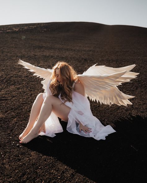 A Fallen Angel 🪽 . . . #FallenAngel #angelwings #portraitphotos #portraitphotographer #creativeportraits #craterofthemoon #etherealphotos #angelwalking #prettyportraits #theportraitproject #portraitproject #creativephotography Angelic Photography, Swan Photoshoot, Angel Poses, 18th Photoshoot, Angel Pose, Angel Photoshoot, A Fallen Angel, Mermaid Tattoo Designs, Utah Fashion