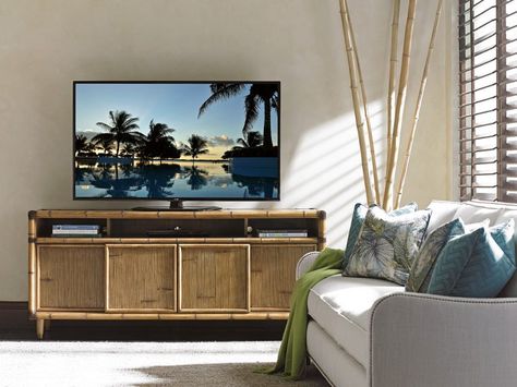 Wooden Media Console, Dimplex Electric Fireplace, Tv Stand Set, Bamboo Panels, Tommy Bahama Home, Home Entertainment Centers, Wood Tv Stand, Solid Wood Tv Stand, Cool Tv Stands