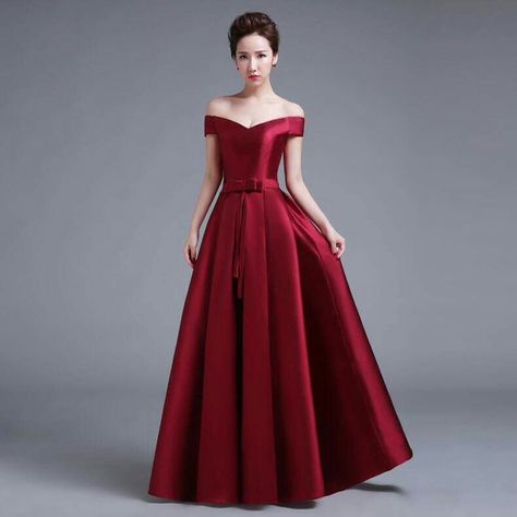 Bridesmaid Dresses With Bow, Gown For Bride, Red Wedding Gowns, Silk Evening Gown, Mother Of Bride Outfits, Mother Of The Bride Dresses Long, Satin Evening Dresses, Long Prom Gowns, Indian Dresses Traditional