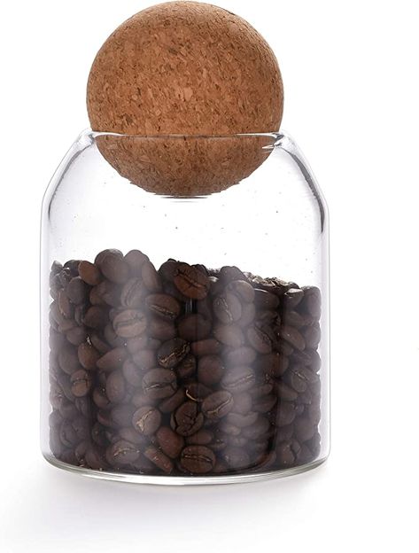 Coffee Bean Jar, Salt Storage, Moody Modern, Glass Storage Containers, Store Snacks, Coffee Matcha, Mini Jars, Jar Storage, Cork Lid