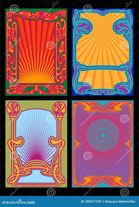 Art Nouveau Frames Psychedelic Art Colors Stock Illustration - Illustration of colors, decorative: 180271150 Art Nouveau Vector, Frida Kahlo Paintings, Kahlo Paintings, Decorative Frames, Art Nouveau Poster, Art Deco Pattern, Design Grafico, Art Nouveau Style, Drawing Practice