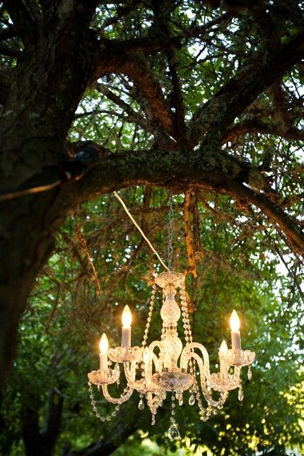 Pretty... White Chandeliers, Venue Lighting, Outdoor Chandelier, Outdoor Chandeliers, Romantic Lighting, Reception Area, Beautiful Chandelier, Outdoor Bbq, Event Ideas