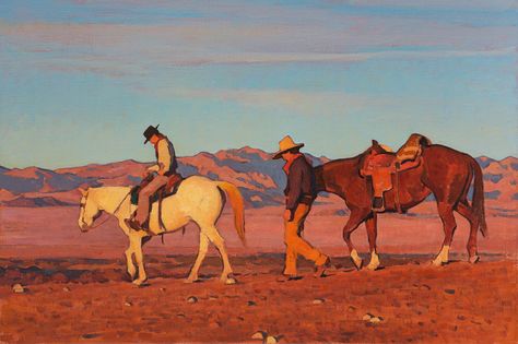 Glenn-Dean---Sunset-Trail Glenn Dean, Contemporary Western, Contemporary Realism, View Sunset, Western Artwork, Cowboy Aesthetic, Western Landscape, Western Paintings, Western Aesthetic