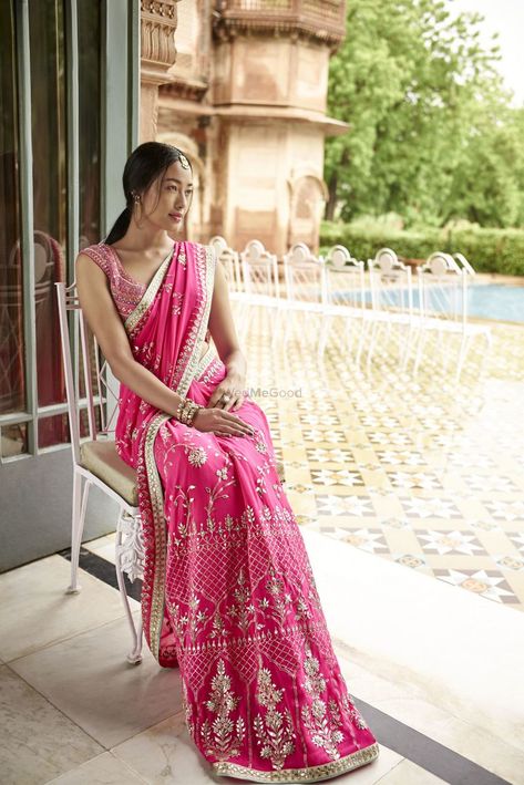 Photo of Candy pink engagement saree by Anita dongre Party Wear Outfits, Engagement Saree, Saree Bollywood, Simple Gowns, Indian Bridal Lehenga, Anita Dongre, Hot Pink Color, Red Lehenga, Indian Lehenga