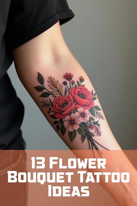 Did you know that flower bouquet tattoos are stealing the spotlight in inked art trends? From delicate blossoms to bold floral designs, these tattoos bring nature’s charm to your skin. Explore lush roses, vibrant wildflowers, and intricate arrangements perfect for any vibe. Ready to bloom with style? Flower Bouquet Tattoos, Bouquet Tattoos, Flower Bouquet Tattoo, Bouquet Tattoo, Daisy Tattoo, Rose Lily, Art Trends, Floral Designs, Flowers Bouquet