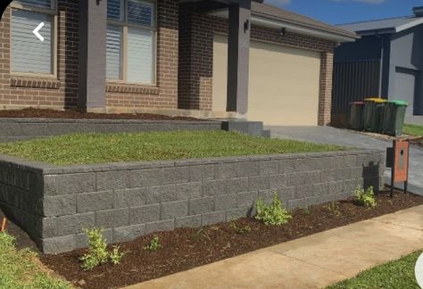 Concrete Front Steps, Backyard Retaining Walls, New Home Build, Garden Retaining Wall, Front Facade, Backyard Swings, Front Garden Landscape, Small Front Yard Landscaping, Landscaping Retaining Walls