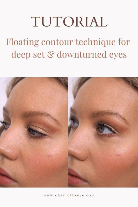 Makeup technique for deep set and downturned eyes. #deepseteyes #downturnedeyes #makeuptutorial #deepseteyesmakeup #downturnedeyesmakeup Make Up For Close Set Eyes, Downturned Smokey Eye, Smokey Eye For Deep Set Eyes, Deep Set Downturned Eye Makeup, Eyeshadow Deep Set Eyes, Deep Eye Sockets Makeup, Makeup On Downturned Eyes, Inset Eyes Makeup, Hooded Eye Everyday Makeup