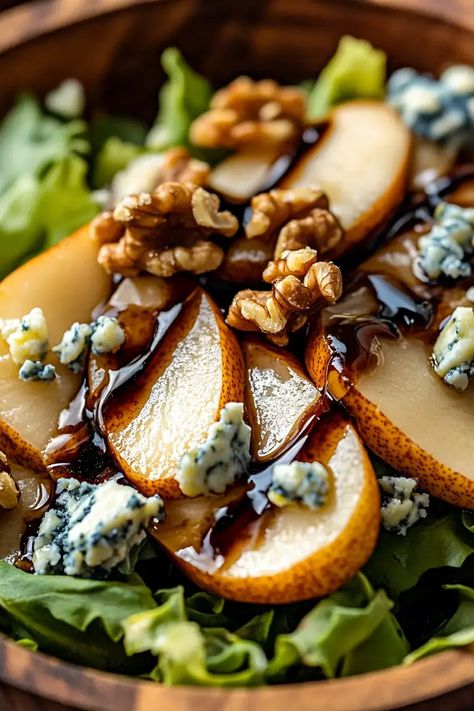 Caramelized Pear And Blue Cheese Salad, Pear Walnut And Blue Cheese Salad, Pear Walnut Blue Cheese Salad, Blue Cheese Walnut Salad, Pear Blue Cheese Salad, Carmelized Pears, Pear And Blue Cheese Salad, Pear And Blue Cheese, Pickled Apples