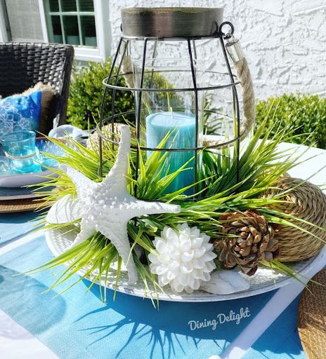 Beach Theme Backyard, Beach Tablescape, Beach Theme Garden, Deco Marine, Diy Beach Decor, Seaside Garden, Beach Backyard, Beach Patio, Beach Table