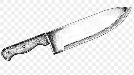 Chefs Knife Drawing, Chef Knife Drawing, Rhythm 0, Drawing Knife, Knife Png, Knife Illustration, Black And White Png, Knife Aesthetic, Cooking Knife