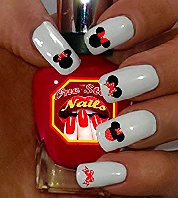 Amazon.com: Disney Minnie Mouse Bow Nail Art Decals. Tattoo Nail Decal Set of MB001-74 by One Stop Nails: Beauty Disney Princess Nail Art, Nails Regular Polish, Princess Nail Art, Paw Print Nails, Nails Regular, Ongles Gel French, Disney Princess Nails, Disney Inspired Nails, Minnie Mouse Nails