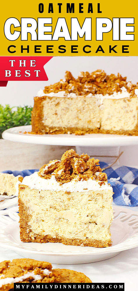 Oatmeal Cream Pie Cheesecake Oatmeal Cream Pie Cheesecake, Oatmeal Cream Pie, Oatmeal Cream Pies, Cream Cheesecake, Pie Cheesecake, Oatmeal Cream, Cream Pies, Cheesecake Filling, Pie Cake