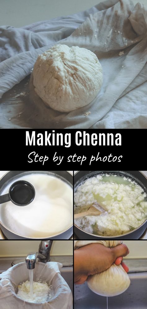 Learn how to make chenna at home with this easy, step-by-step, fool-proof recipe! All the tips are shared to make perfect homemade chhena. This is the base ingredient for many Bengali sweets like rasgulla, rasmalai, sandesh, chum cum. #basic #indiansweets #chenna #howto Kulcha Recipe Step By Step, Chana Masala Recipe Authentic, Chana Magaj Recipe, Odia Food, Easy Chana Masala, Bengali Sweets, Rasgulla Recipe, Quick Chana Masala, Cooking Basmati Rice