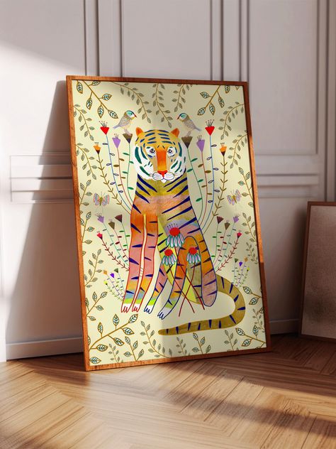 Ashley Percival, Tiger Art Print, Bright Nursery, Colour Themes, Room Wall Painting, Home Decor For Living Room, Wild Tiger, Childrens Playroom, Playroom Wall Art