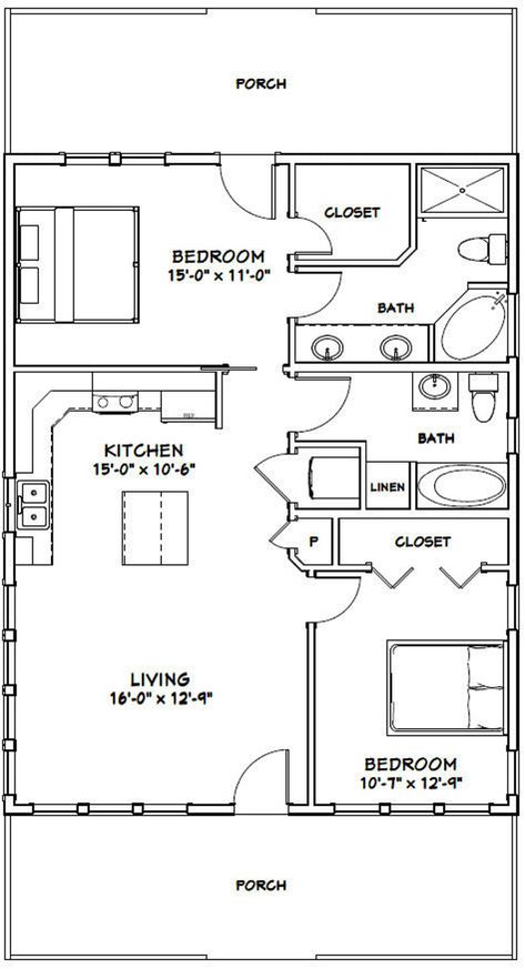 1000 Sq Ft House, Plan Garage, 1000 Sq Ft, Small Cottage Homes, Cottage Floor Plans, Cabin Floor, 2 Bedroom House Plans, Cabin Floor Plans, Small House Floor Plans