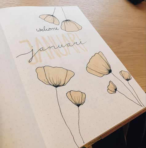 January Journal Page, Bujo 2025, January Flowers, Journal 2025, Journal January, Journal Ideas Inspiration, Journal Pictures, Drawings To Try, January Bullet Journal