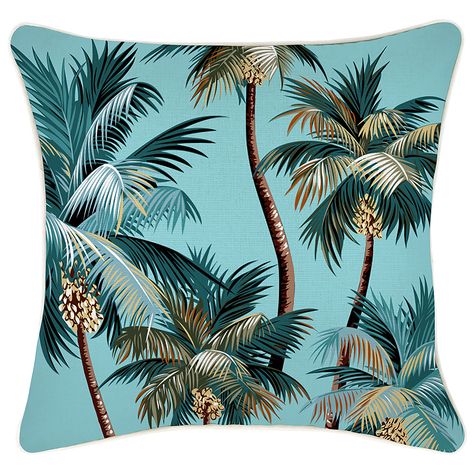 Palm Tree Sunset, Tropical Resort, Natural Cushions, Garden Bedding, Decorative Cushion Covers, Cushion Inserts, The Lifestyle, Cushion Design, Green Pattern