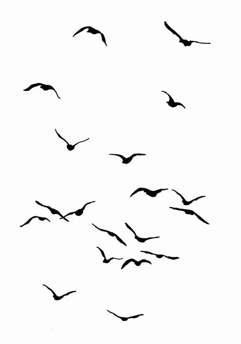 Seagull Tattoo, Flying Bird Silhouette, Vogel Silhouette, Vogel Tattoo, 타이포그래피 포스터 디자인, Painting Tattoo, Flock Of Birds, Flying Bird, Bird Silhouette