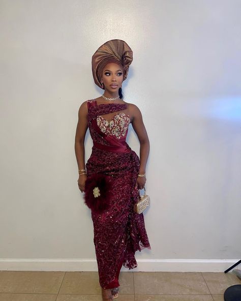 Afrika Dress, Nigerian Traditional Attire, Nigerian Traditional Dresses, Nigerian Dress Styles, Aso Ebi Lace Styles, Nigerian Dress, Nigerian Lace Styles Dress, Nigerian Lace Styles, African Wedding Attire