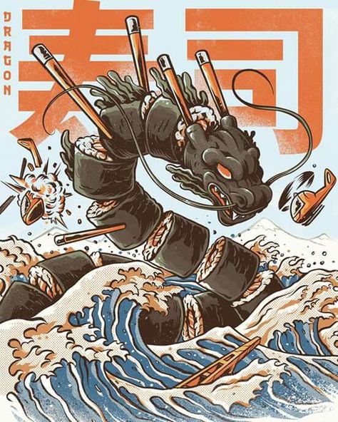 Japan Graphic Design, الفن الرقمي, Japanese Pop Art, Ancient Dragon, Japanese Poster Design, Japon Illustration, Japanese Graphic Design, Dessin Adorable, Creature Concept Art