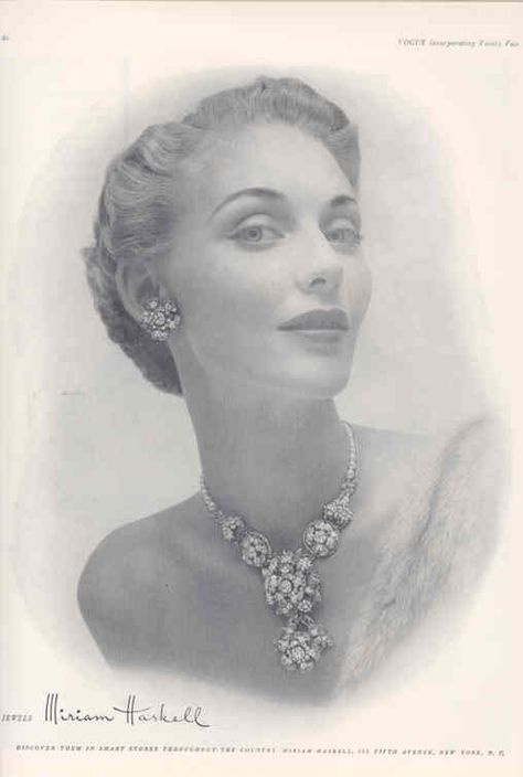 Miriam Haskell -1949 beautiful #vintage #jewelry ad Jewellery Advertising, Jewelry Ad, Miriam Haskell Jewelry, Vintage Jewlery, Vintage Designer Jewelry, Cocktail Jewelry, Jewelry Ads, Miriam Haskell, Retro Jewelry