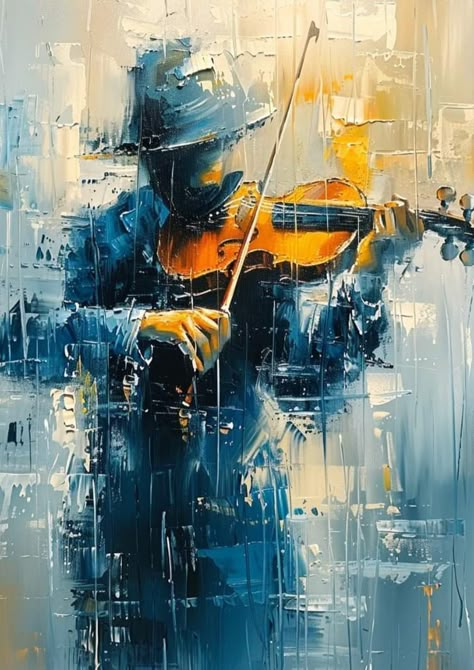 Paintings Related To Music, Music Artwork Paintings, Unique Art Ideas, Music Oil Painting, Best Painting Ever, Abstract Violin Painting, Abstract Painting Musical Instruments, Violin Oil Painting, Underwater Portrait