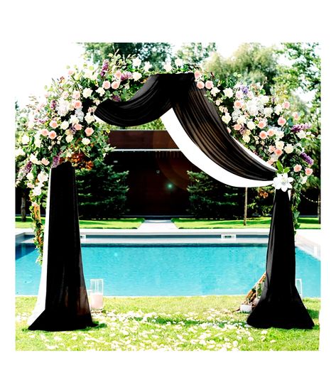 SHINYBEAUTY WEDDING Arch Draping Fabric Wedding Arch Drapes Arch Decorations Ceremony Wedding Black And White Wedding Arch Ideas, Black And White Wedding Arch, Black Wedding Arch, Fabric Wedding Arch, Wedding Decor 2023, Event Center Ideas, Wedding Drapes, Red Black Wedding, Draping Decor