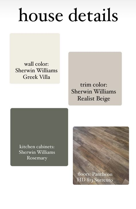 Black And Oak Aesthetic, Whole House Paint Scheme Evergreen Fog, Rustic Farmhouse Kitchen Color Scheme, Ghost Pines Paint Color, 2023 Paint Colors Sherwin Williams, House Colors Interior Ideas Master Bedrooms, Grey Flooring Decor, Black White Beige Green Color Palette, Paint Colors To Warm Up Grey Floors