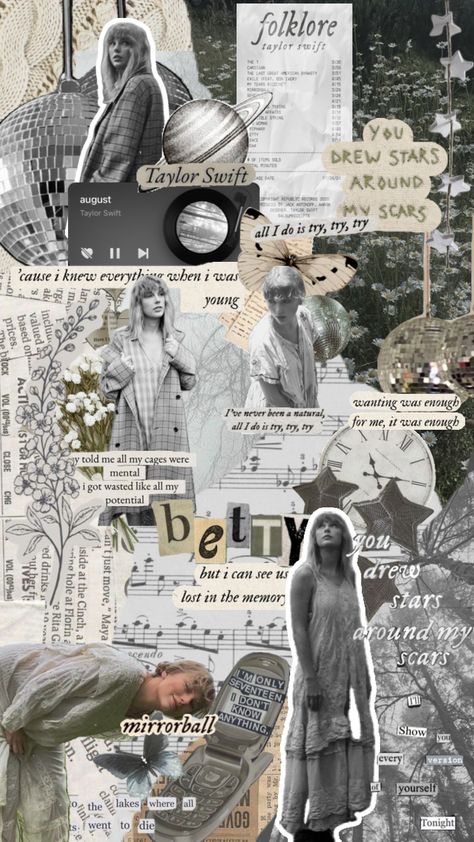 i hate this sm #bettyfolklore #taylorswiftcollage #taylorswift #folklore #folkloreaesthetic #folkloretaylorswift #folklorealbum Folk Lore Taylor Swift Wallpaper, Taylor Swift Collage Wallpaper Folklore, Folklore Collage Wallpaper, Folklore Screensavers, Folklore Lockscreen, Folklore Moodboard, Albums Wallpaper, Folklore Collage, Taylor Folklore