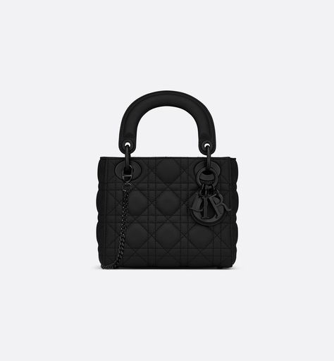 Mini Lady Dior Bag Black Ultramatte Cannage Calfskin - Bags - Women's Fashion | DIOR Dior Mini Bag, Lady Dior Mini, Mini Lady Dior, Lady Dior Handbag, Womens Designer Bags, Christian Dior Couture, Dior Handbags, Lady Dior Bag, Lady Dior