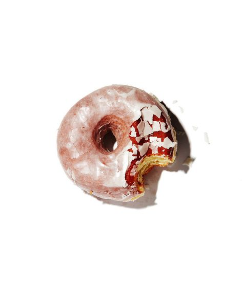 Bitten glazed doughnut on a white background Food White Background, Food Videography, Food Art Photography, Dessert Photography, Food Props, Prop Stylist, Still Photography, Still Life Drawing, Food Photography Styling