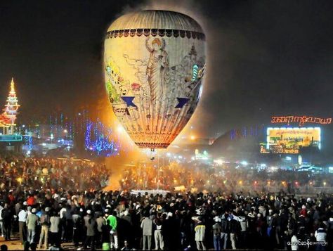 Taunggyi Balloon Festival, Shan State, Myanmar Photo credit-original owners Lighting Festival, Shan State, Festival Paint, Balloons Photography, Air Balloon Festival, Myanmar Travel, Hot Air Balloon Festival, Balloon Festival, Fear Of Flying