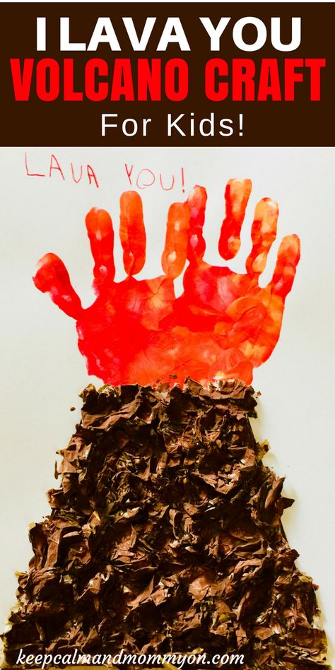 I Lava You Volcano Craft! Crafts For kids, Crafts For Preschoolers, Handmade Gifts From Kids Volcano Craft, Luau Crafts, Hawaii Crafts, Volcano Hawaii, Hawaiian Crafts, Daycare Crafts, Classroom Crafts, Camping Activities, Crafts For Kids To Make