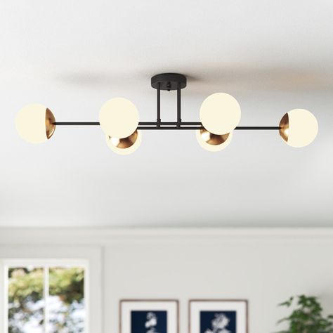 Family Room Lighting Ceiling Flush Mount, Kitchen Lighting Mid Century Modern, White Kitchen Lights, Mcm Track Lighting, Kitchen Lighting Fixtures Semi Flush, Flushmount Ceiling Lights Kitchen, Semi Flush Dining Room Lighting, Linear Flush Mount Lighting, Mcm Kitchen Lighting