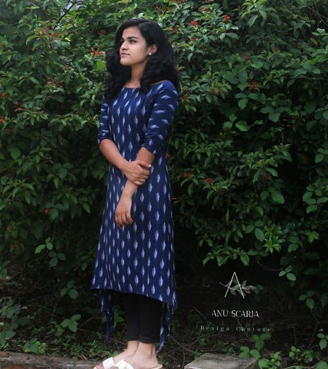 Ikat Kurti Designs, Kurti Designs Latest Cotton, Ikat Kurti, Kurti With Skirt, 50 Blouse Designs, A Line Kurti, Kurti Designs Latest, Trendy Dress Outfits, Designer Party Wear Dresses