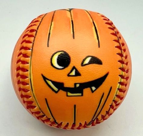 2022 Orange Pumpkin Halloween Jack-O-Lantern Baseball<br>ONLY 3 LEFT! Baseball Halloween Decorations, Pumpkin Baseball, Baseball Halloween, Adult Activities, Baseball Crafts, Lantern Gift, Baseball Decor, Halloween Pumpkins Carvings, Painted Designs