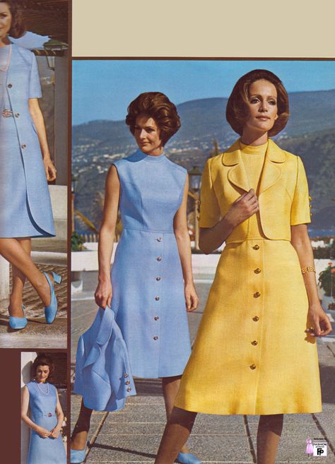 Modest spring dresses of the early 1970's 1970s Fashion Trends, Modest Spring Dresses, Women Fashion Ideas, 1970s Fashion Women, Winter Wedding Ideas, Fashion Europe, 60s 70s Fashion, Chic Scarves, The Fifties