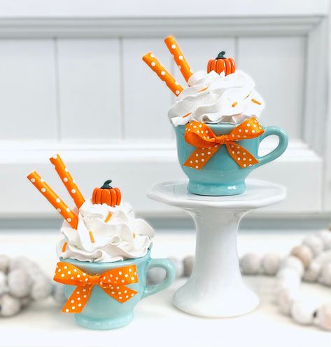 Excited to share this item from my #etsy shop: Handmade faux whipped cream topper with fall mini mug | Rae Dunn | tiered trays | fake bake