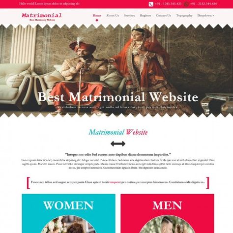 Want to create a website for matrimony service provider like agency, wedding planner or marriage organizer to give your services online and want to get more business then download free and use this bootstrap designed template. Matrimonial Website Design, Matrimony Website Design, Free Wedding Planner Printables, Free Wedding Templates, Mobile Website Design, Wedding Website Template, Free Wedding Planner, App Website, Digital Invitations Wedding