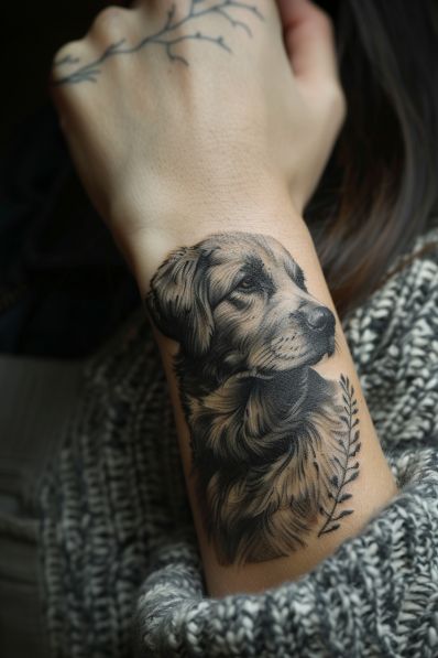 Dog Tattoos For Women, Unique Dog Tattoo, Unique Dog Tattoo Ideas, Dog Tattoo Design, German Shepherd Tattoo, Pet Memorial Tattoo, Dog Portrait Tattoo, Small Dog Tattoos, Dog Tattoo Ideas