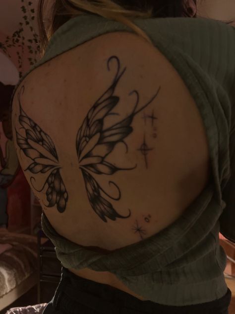 Pixie Wing Back Tattoo, Dark Feminine Tattoos Back, Fairy Wing Tattoos, Butterfly Wing Tattoo, Creepy Tattoos, Latest Tattoos, Pretty Tattoos For Women, Dope Tattoos For Women, Stylist Tattoos