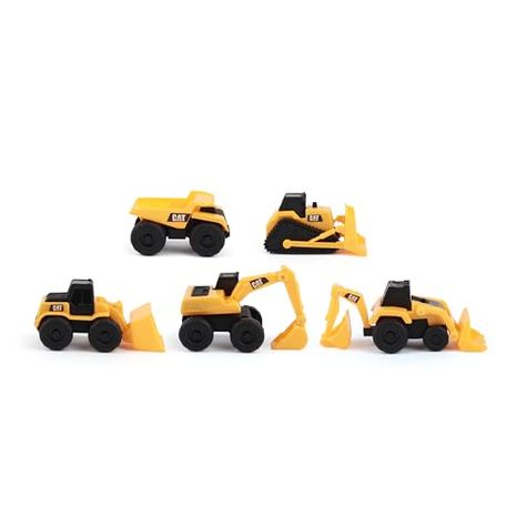 CAT Construction Toys, Little Machines 5pk Truck Toy Set, Includes Dump Truck, Front Loader, Bulldozer, Backhoe, and Excavator Vehicles with Moving Parts, Cake Toppers Ages 3+ Cat Bulldozer, Cat Construction, Christmas Presents For Kids, Cat Excavator, Cat Machines, Play Vehicles, Construction Toy, Construction Toys, Construction Vehicles