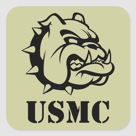 Usmc Dog Square Sticker - Custom Stickers - Make Your Own Personalized Decorative Decals Size: Small, 1½ inch. Gender: unisex. Age Group: adult. Usmc Bulldog, Marine Corps Tattoos, Usmc Dress Blues, Usmc Tattoo, Marines Logo, Tshirts Ideas, Bulldog Tattoo, Brush Pen Lettering, Merry Christmas Gif