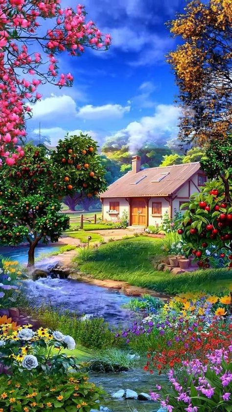 House With Flowers, Watercolor House Painting, Beautiful Scenery Photography, Beautiful Nature Wallpaper Hd, Beautiful Flowers Photos, Wallpaper Nature Flowers, The New World, Beautiful Images Nature, Beautiful Landscape Wallpaper