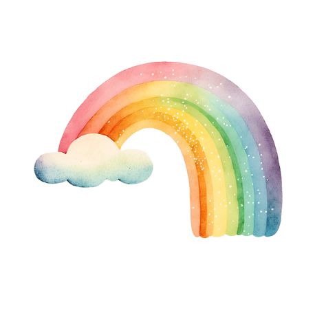 Cute Rainbow Illustration, Rainbow Cloud Drawing, Cute Rainbow Drawings, Rainbow Clipart Free, Rainbow Illustration Art, Kids Clipart Free, Rainbow Watercolor Painting, Draw Rainbow, Cloud Watercolor