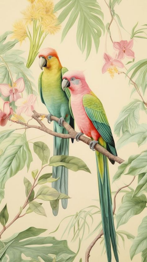 Wallpaper birds parrot animal wildlife. | premium image by rawpixel.com / Wan Parrot Types, Lovebirds Art, Parrot Illustration, Wallpaper Birds, Parrot Painting, Cute Images For Wallpaper, Parrots Art, Tropical Parrot, Animal Wildlife