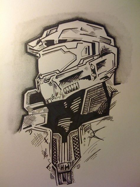 Master Chief And Cortana, Halo Drawings, Halo Tattoo, Halo Master Chief, Halo Game, Halo 4, Desenho Tattoo, Marker Drawing, Drawing Videos