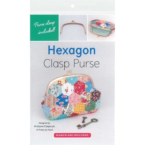 "Find Zakka Workshop Hexagon Clasp Purse Kit at Michaels. com. Zakka Workshop Kit Hexagon Clasp Purse- Create an adorable hexagon purse using English paper piecing with this pattern kit. Create an adorable hexagon purse using English paper piecing with this pattern kit. The perfect size for storing cosmetics, money or other small essentials. Details: Multicolored 4.75\" x 7\" finished size Make additional purses with ZAKZW6226 Rose Gold Oval Clasp, sold separatelyContents: 1 rose gold metal clas Purse Sewing Patterns, Clasp Purse, Sewing Purses, Pouch Pattern, English Paper Piecing, Purse Patterns, Rose Gold Metal, Japanese Fabric, Moda Fabrics