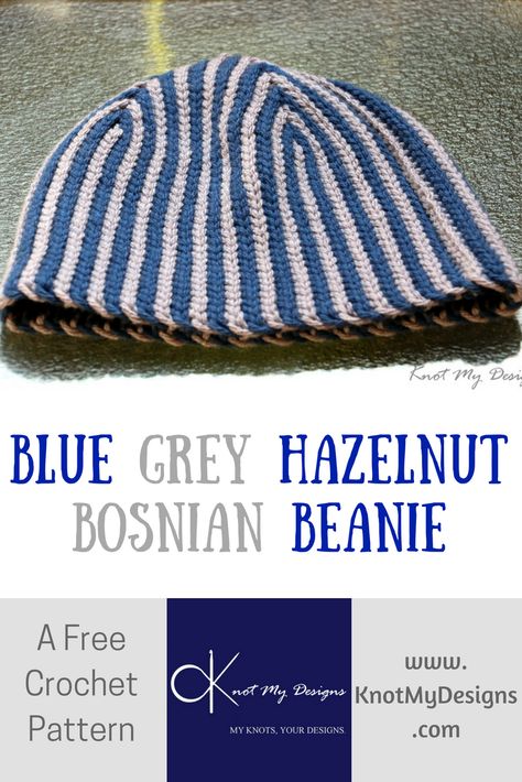 Bosnian Crochet Patterns, Slip Stitch Crochet Beanie, Bosnian Crochet, Blue Crochet Yarn Beanie, Casual Blue Crochet Beanie, Handmade Blue Crochet Beanie Hat, Hooded Cowl Scarf, Outdoor Blue Knitted Beanie, Blue One-size Knit Beanie